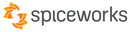 Spiceworks logo: orange abstract flower icon to the left of gray 'spiceworks' wordmark.