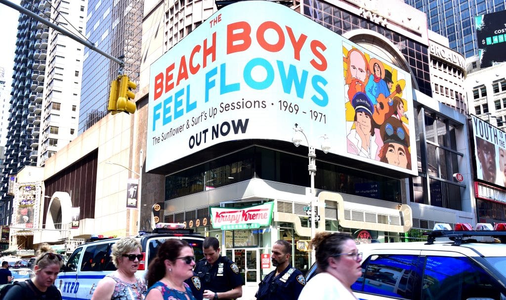 The Beach Boys Feel Flows digital billboard in Times Square, New York