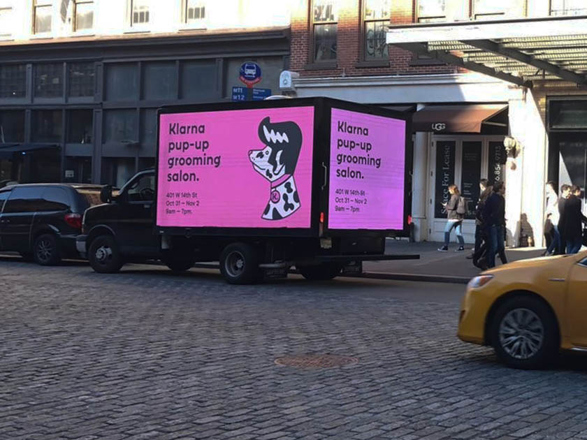 Klarna digital mobile billboard truck advertising campaign