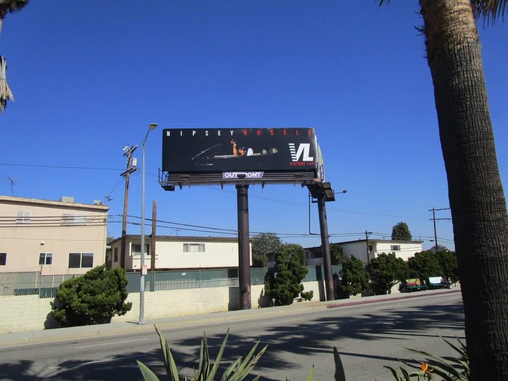 Nipsey Hussle Victory Lap bulletin billboard in Los Angeles
