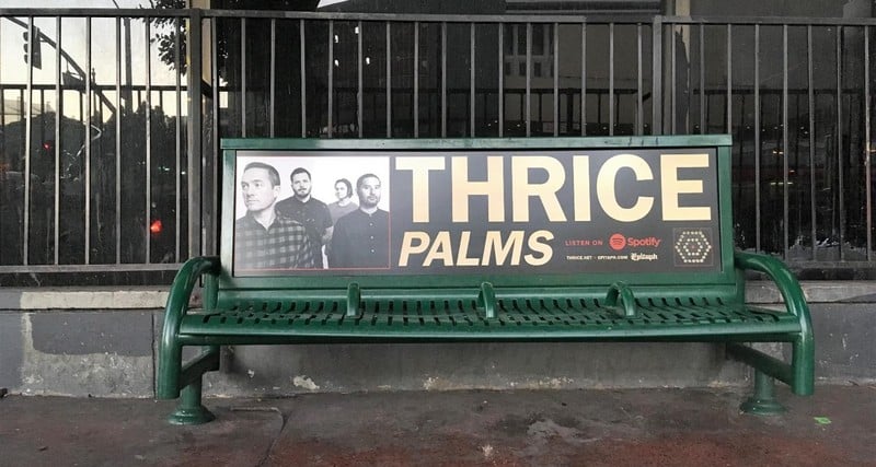 Thrice Palms album bus bench advertisement in Los Angeles