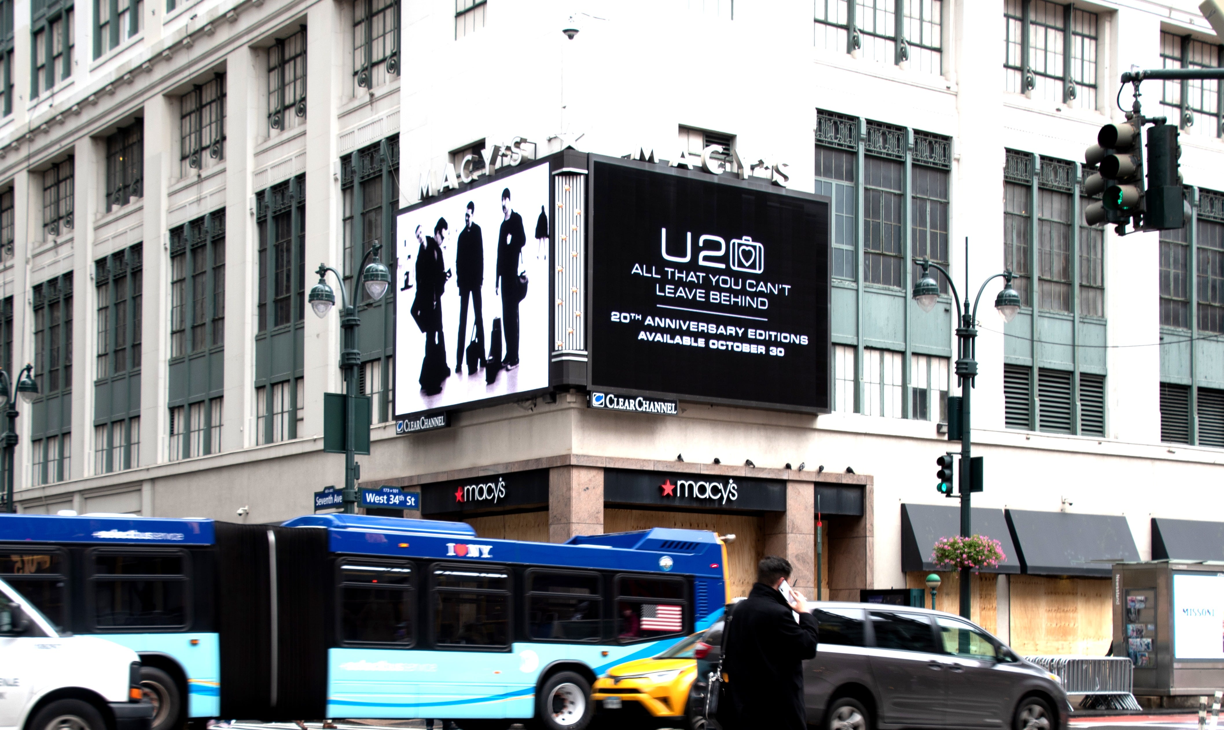U2 All That You Can't Leave Behind digital billboard at Macy's Herald Square in New York City