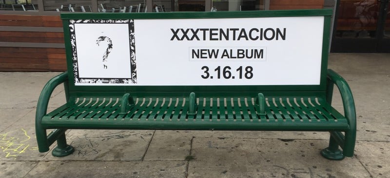 XXXTentacion new album bus bench advertisement in Los Angeles