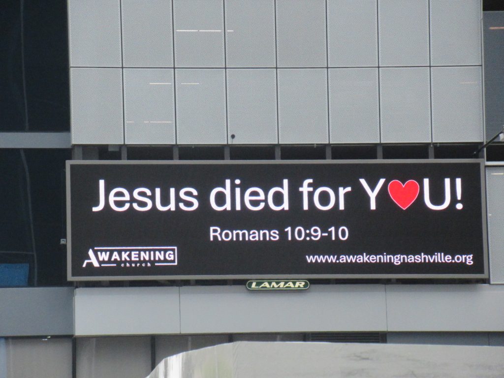 Awakening Church digital billboard advertisement in Nashville