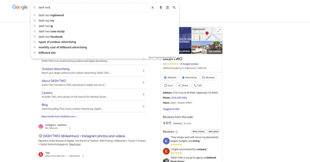 Google search on laptop — search engine marketing agency Los Angeles