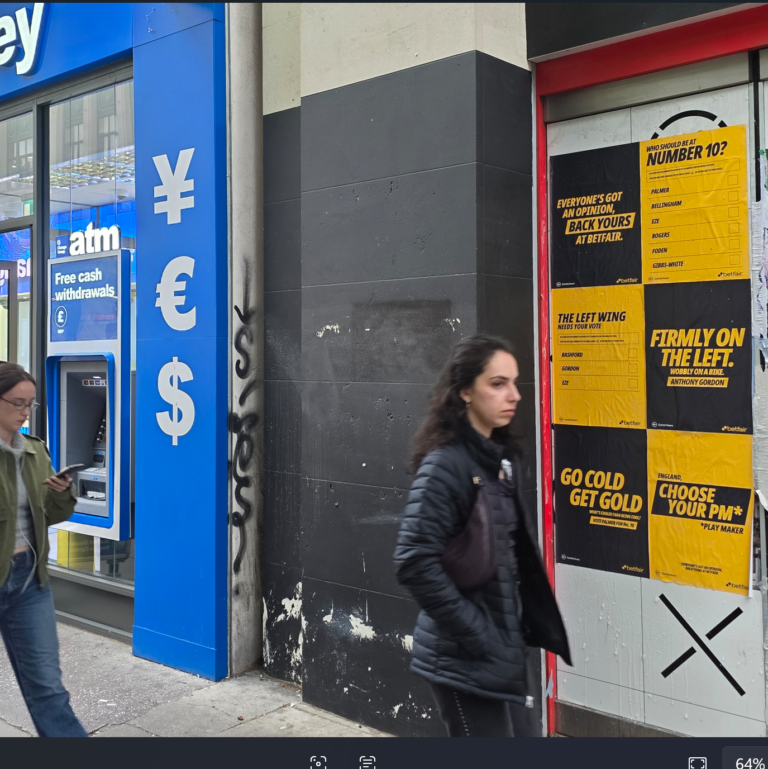 Betfair "Back Yours" Wild Posting and Wheat Pasting campaign on a Central London hoarding