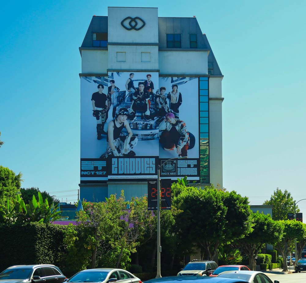 NCT wallscape advertising campaign on a building in Beverly Hills, Los Angeles