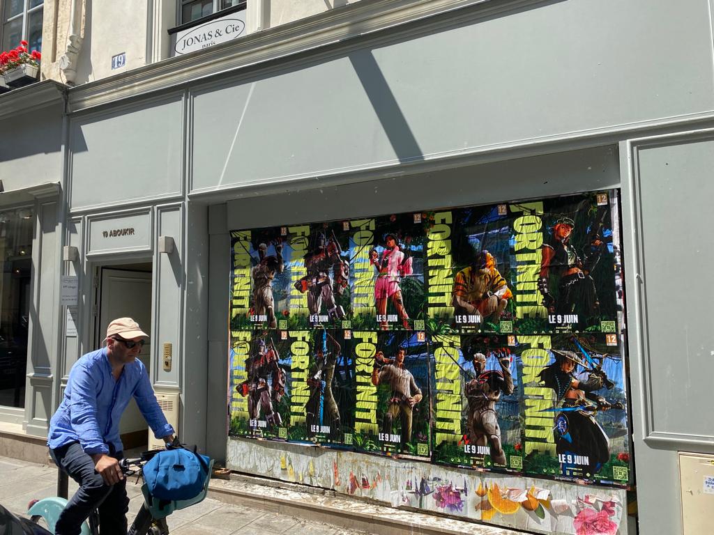Wild Posting Paris — Fortnite "Le 9 Juin" wheat pasting at 19 rue d'Aboukir, Étienne Marcel 2nd arr. | DASH TWO