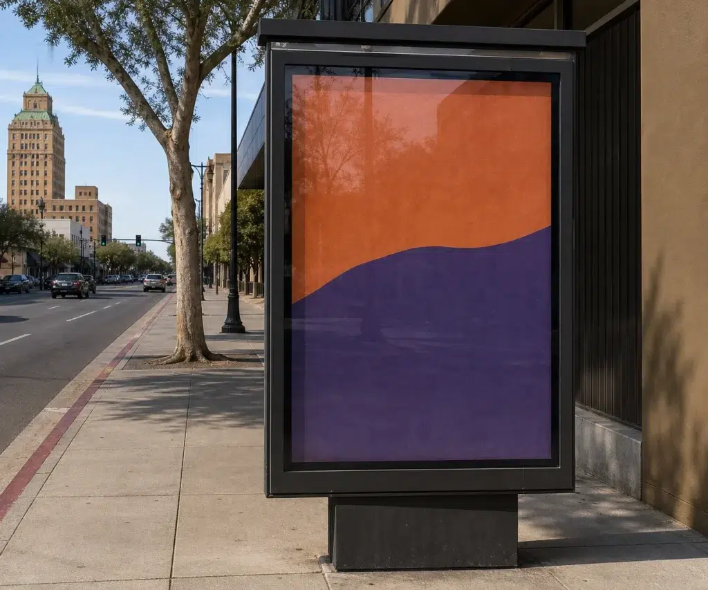 Poster advertising in Downtown Bakersfield, CA