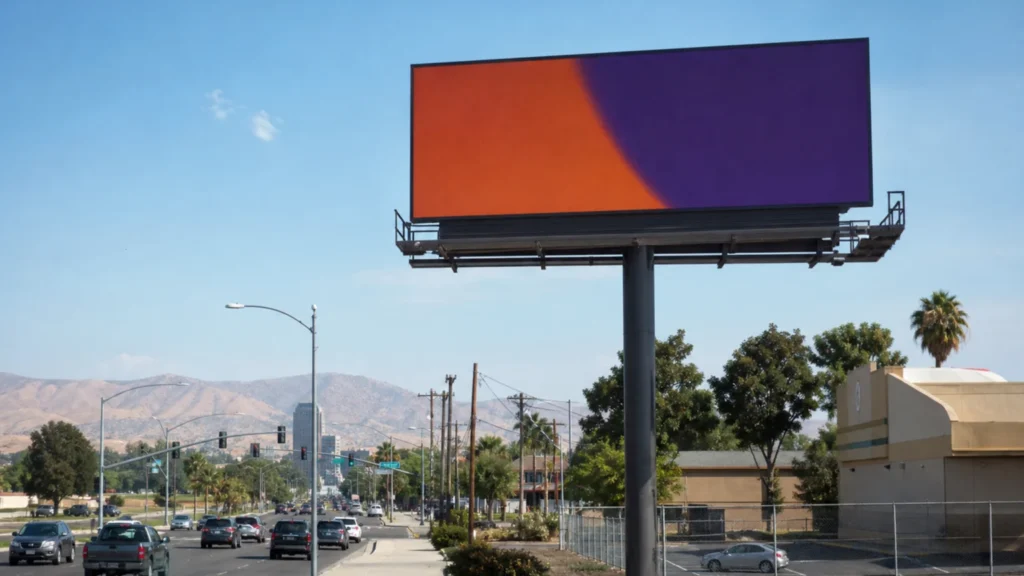 Roadside bulletin billboard near downtown Bakersfield, CA