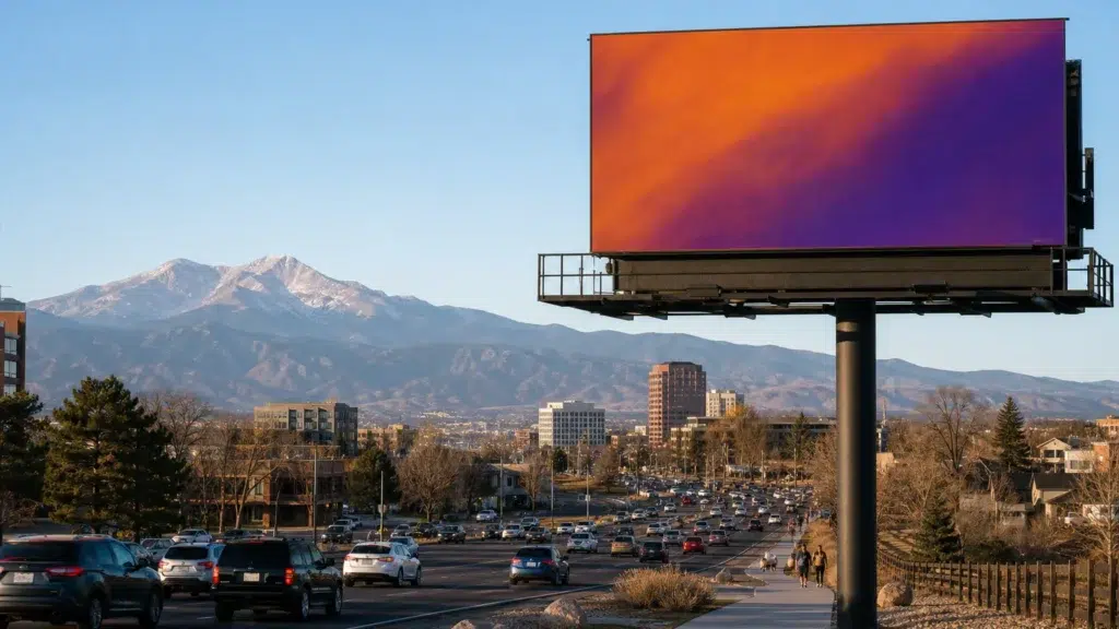 Roadside bulletin billboard near downtown Colorado Springs, CO
