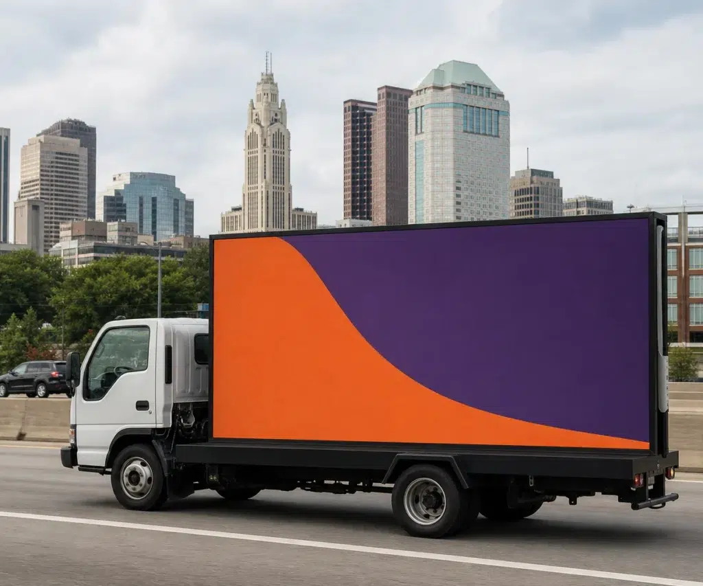 Mobile billboard traveling along I-71 in Columbus, OH