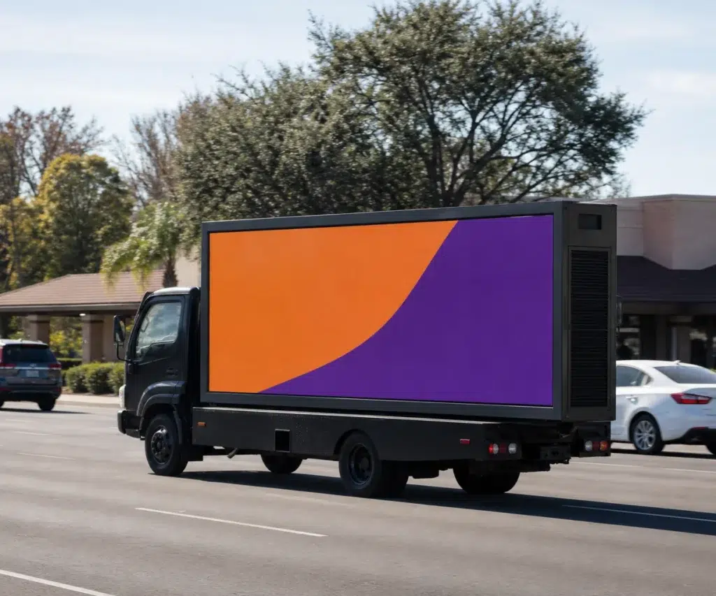 Mobile billboard traveling along CA-41 in Fresno, CA