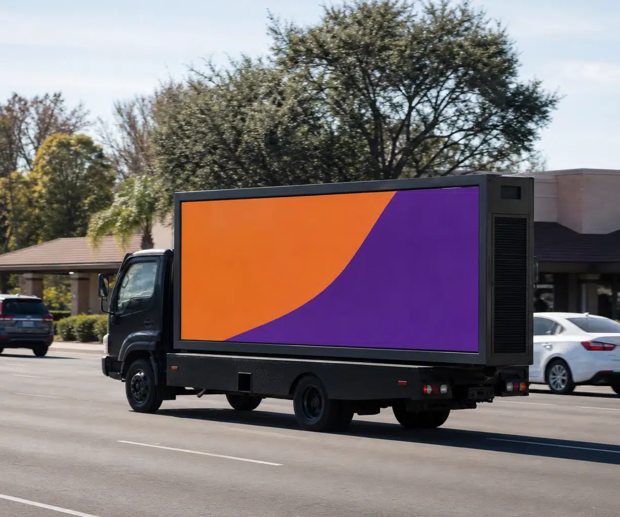 Mobile billboard traveling along CA-41 in Fresno, CA
