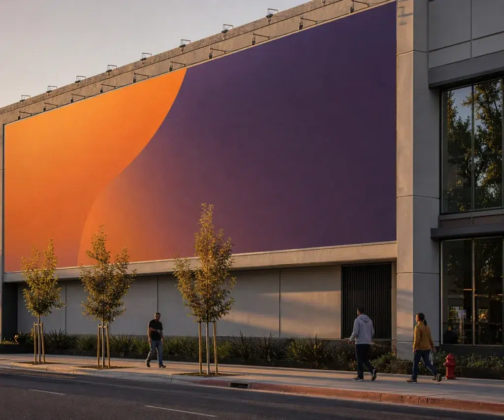 Wallscape advertising near Save Mart Center, Fresno, CA