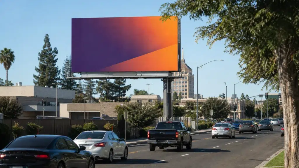 Roadside bulletin billboard near downtown Fresno, CA