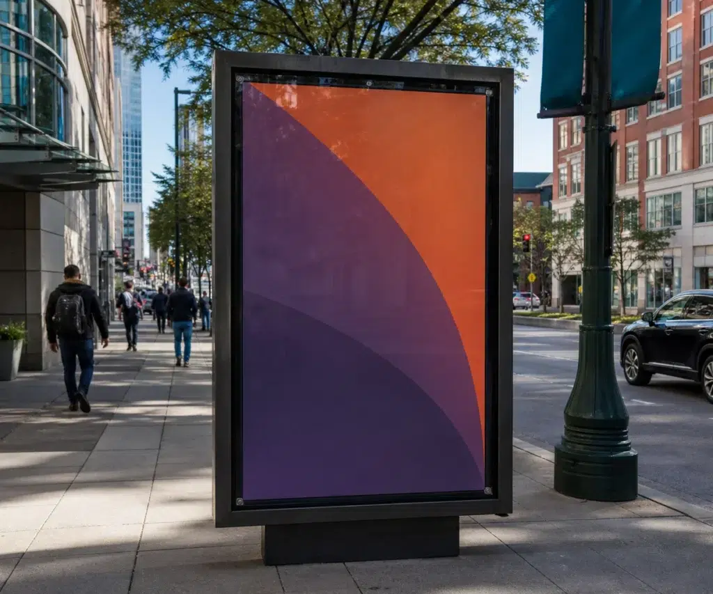 Poster advertising in Downtown Indianapolis, IN