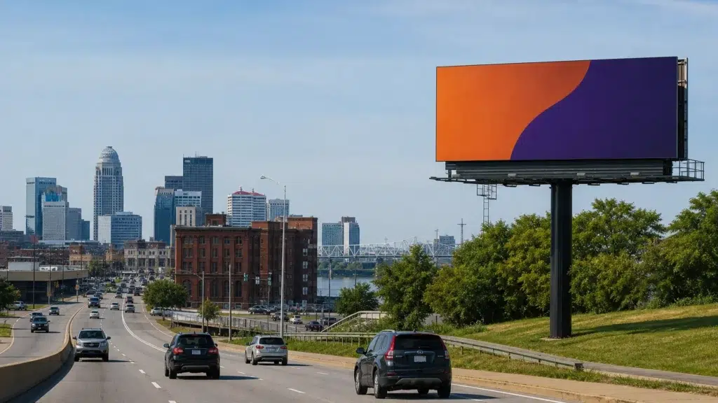 Roadside bulletin billboard near downtown Louisville, KY