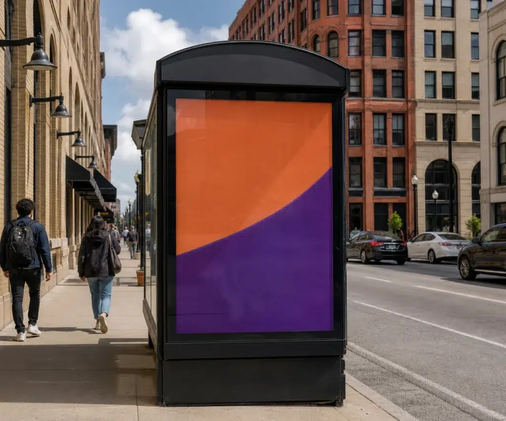 Poster advertising in Downtown Milwaukee, WI