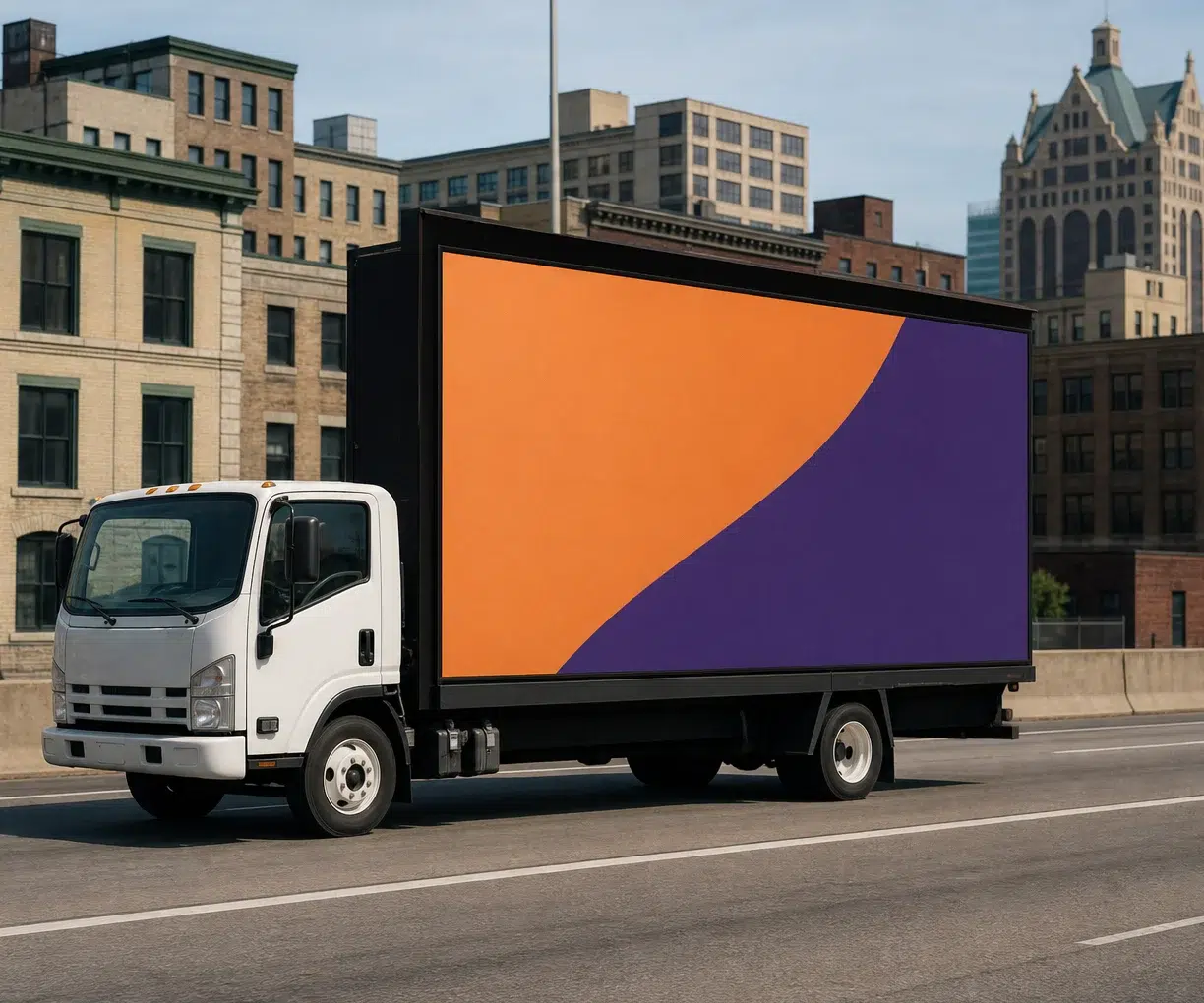 Mobile billboard traveling along I-43 in Milwaukee, WI
