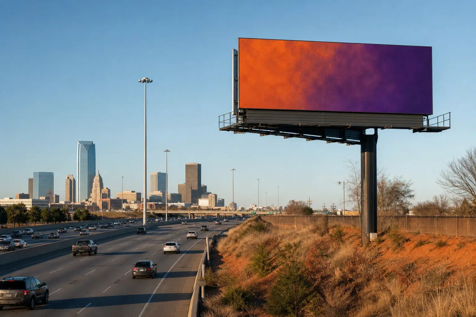Billboard advertising along I-35 in Oklahoma City, OK