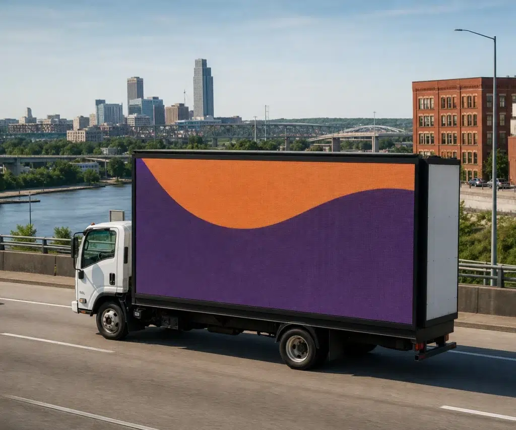Mobile billboard traveling along I-680 in Omaha, NE