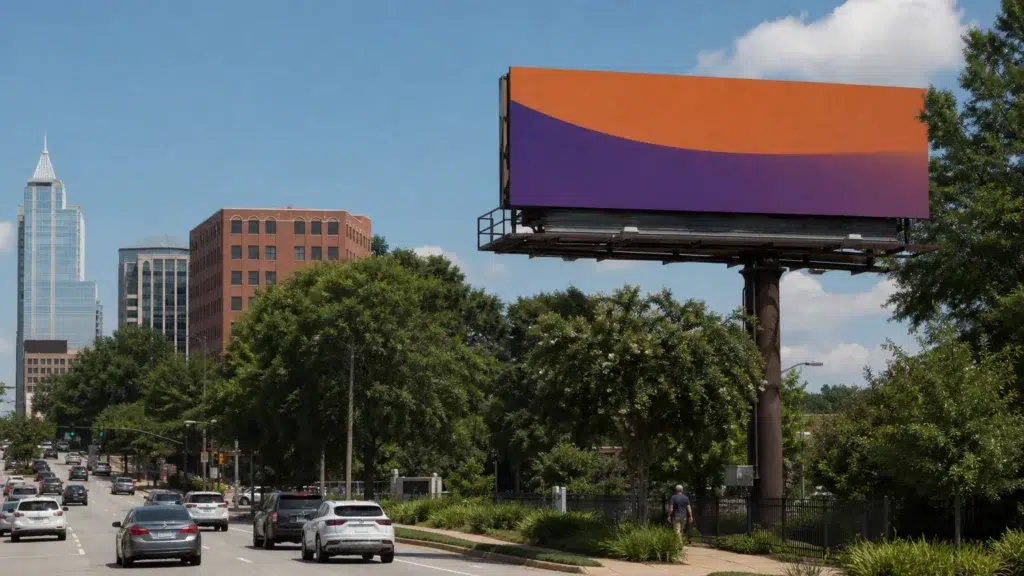 Roadside bulletin billboard near downtown Raleigh, NC