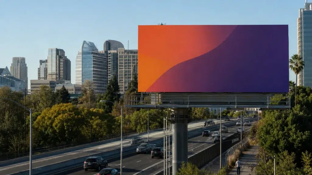 Roadside bulletin billboard near downtown Sacramento, CA