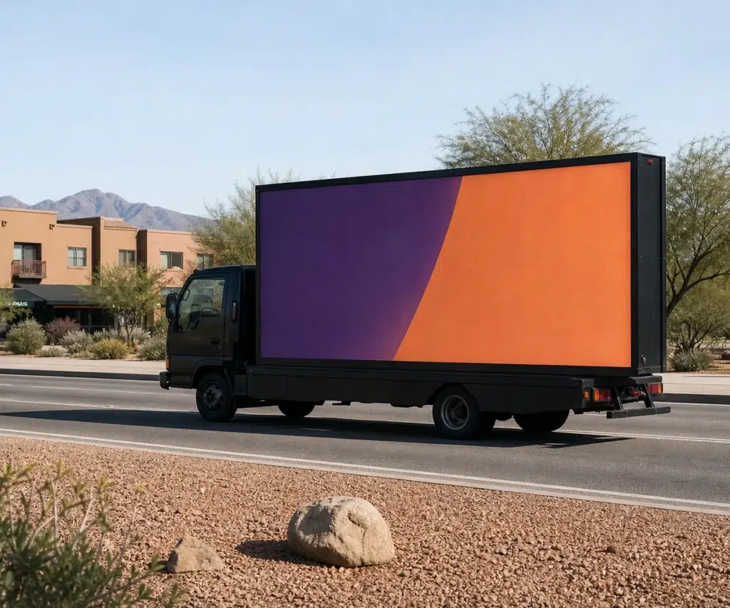 Mobile billboard traveling along SR-86 in Tucson, AZ