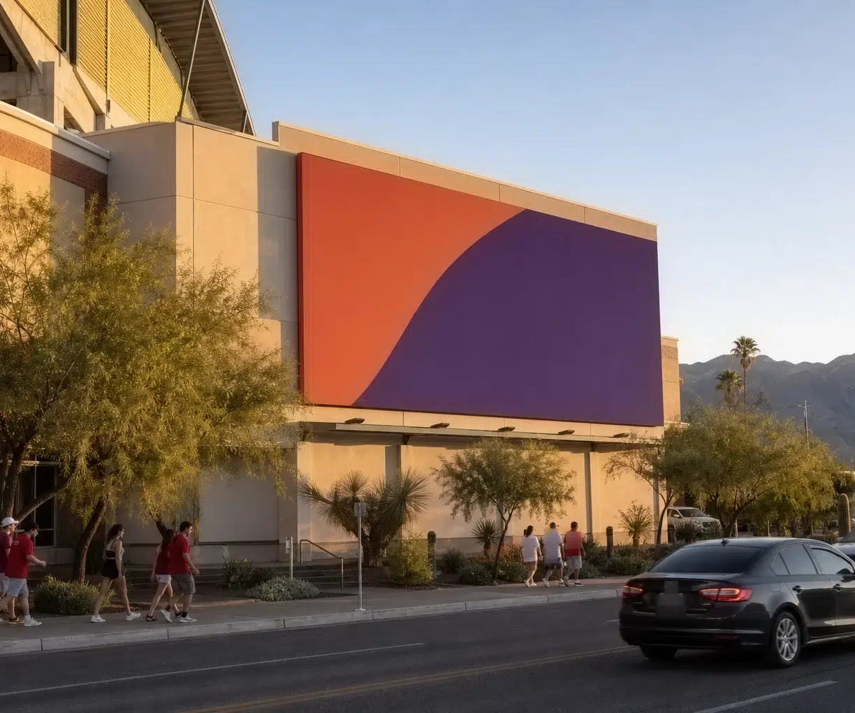 Wallscape advertising near Arizona Stadium, Tucson, AZ