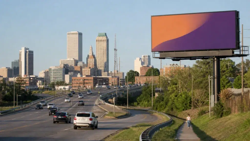 Roadside bulletin billboard near downtown Tulsa, OK