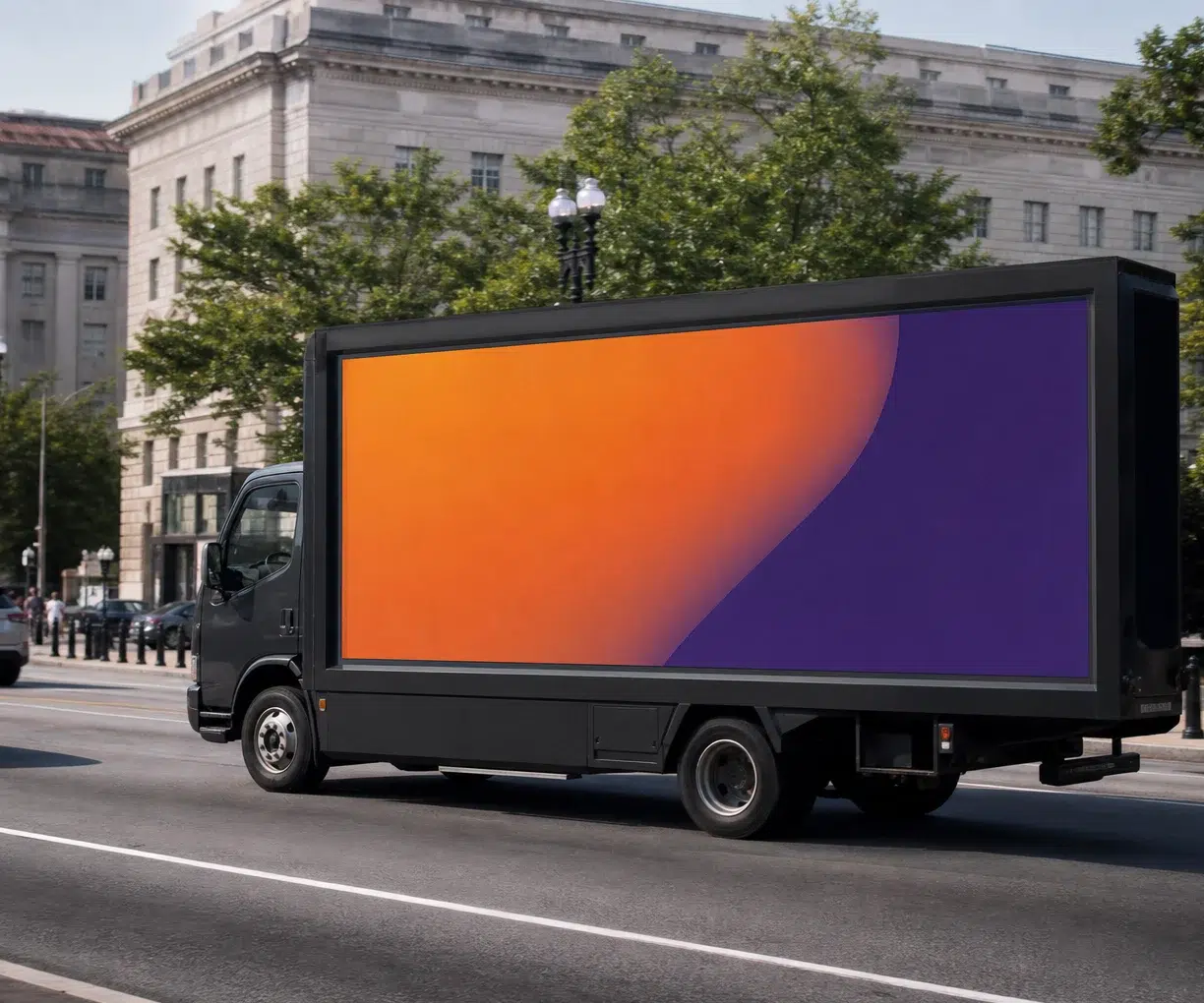 Mobile billboard traveling along I-66 in Washington, DC