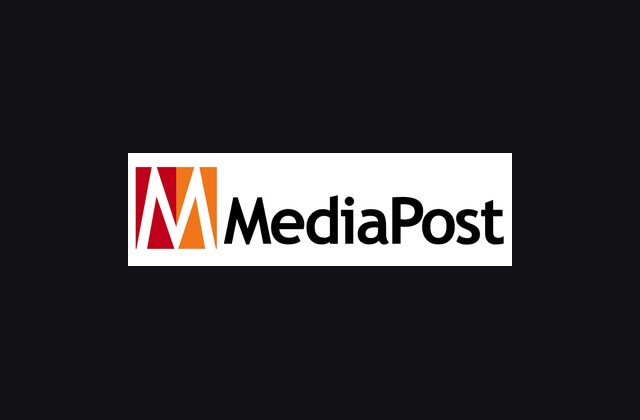 MediaPost logo on a dark background with a white banner and red/orange M icon next to the word MediaPost
