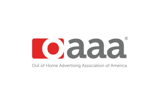 OAAA logo with a red square emblem and gray 'a a a' lettering, plus the tagline 'Out of Home Advertising Association of America' below.