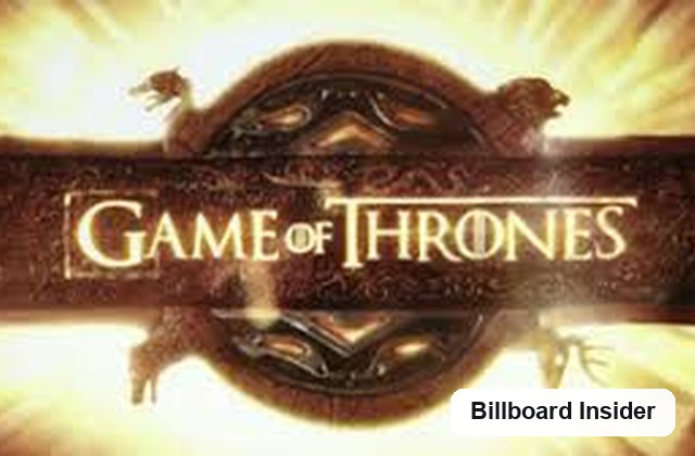 Glowing Game of Thrones logo with a fiery, golden backdrop behind it.
