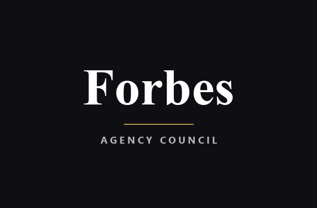 Forbes Agency Council logo on a black background with white text and a small gold underline under the tagline.