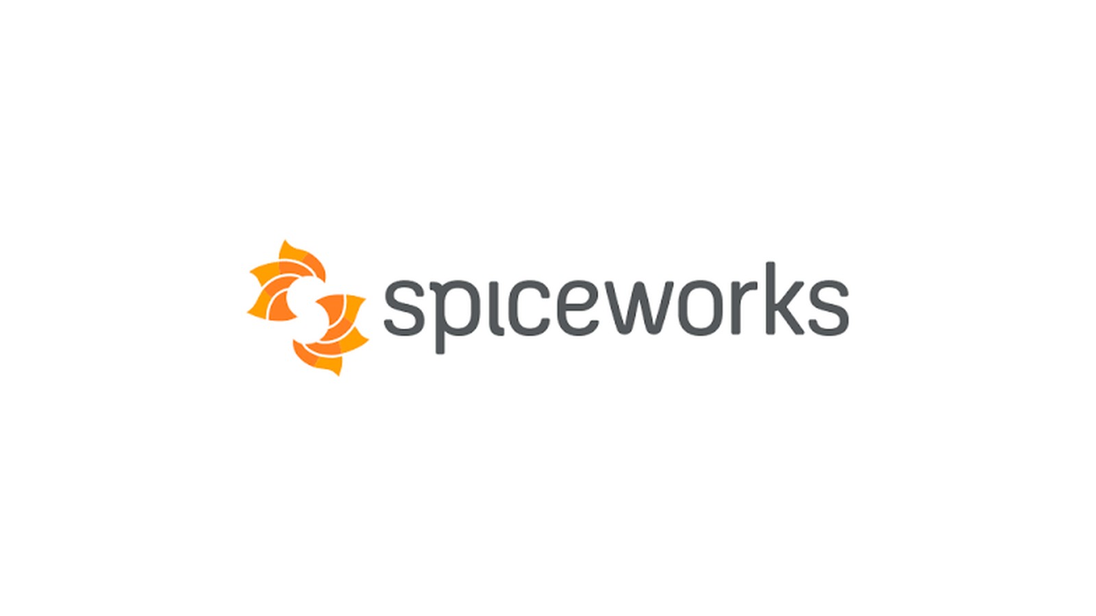 Spiceworks logo: orange circular floral icon to the left of the gray word spiceworks.
