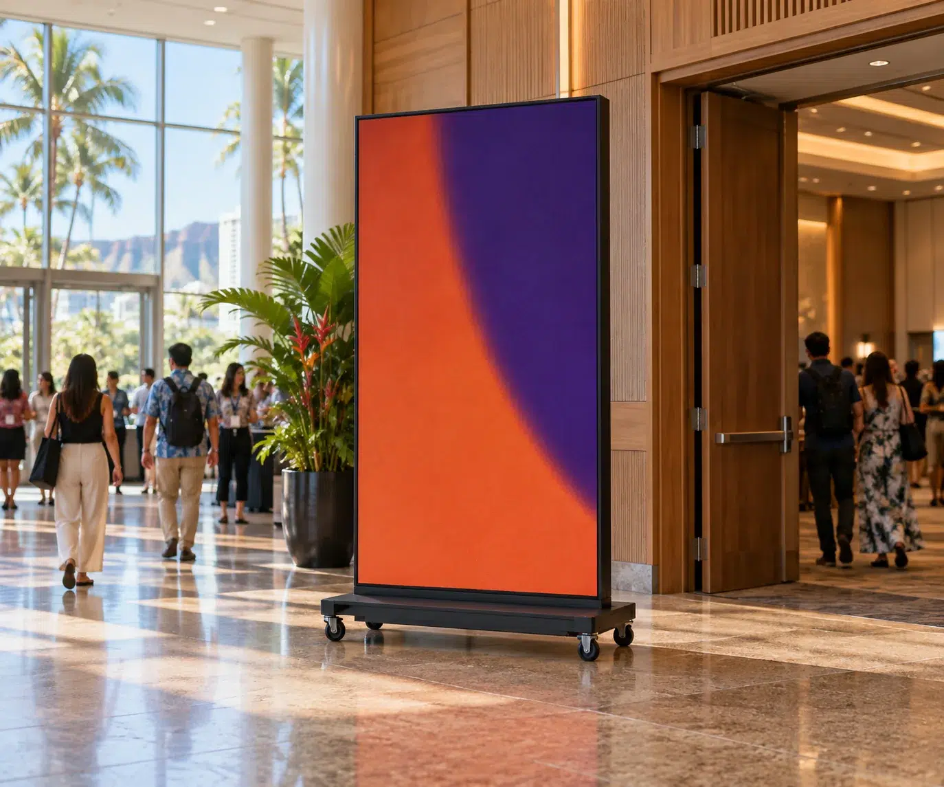 Illustrative portable indoor event display concept inspired by Honolulu, HI