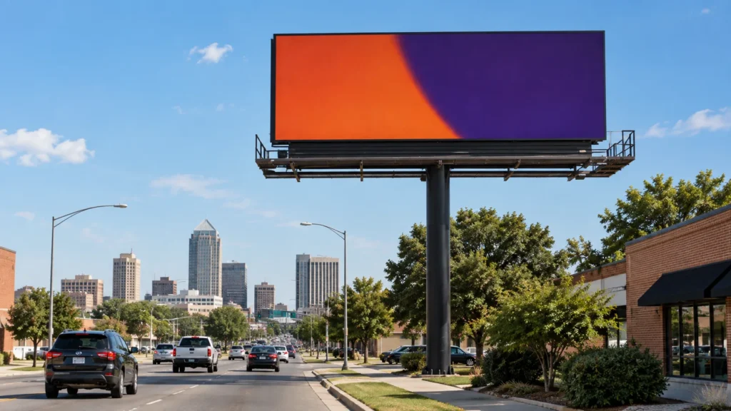 Illustrative roadside billboard concept inspired by Wichita, KS